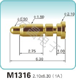 M1316 2.10x6.30(1A)彈簧頂針 pogopin   探針  磁吸式彈簧針