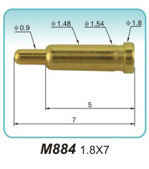 電池連接器M884 1.8X7 彈簧頂針 pogopin 彈簧連接器  探針