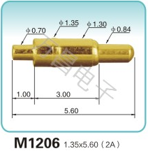 M1206 1.35x5.60(2A)彈簧頂針 充電彈簧針 磁吸式彈簧針